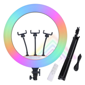 Ring Light LED 18” RGB 46CM Light Live Resistente Tripé